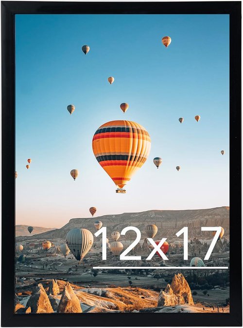 JCJMY 12x17 Picture Frame - Black Wall Mount for Horizontal or Vertical Display | Shatter-Resistant Plexiglass