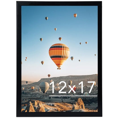 JCJMY 12x17 Picture Frame Black for Wall Hanging, Wall Mounting Horizontally or Vertically, 12 x 17 Wall Gallery Poster Photo Frame with Shatter Resistant Plexiglass, Black