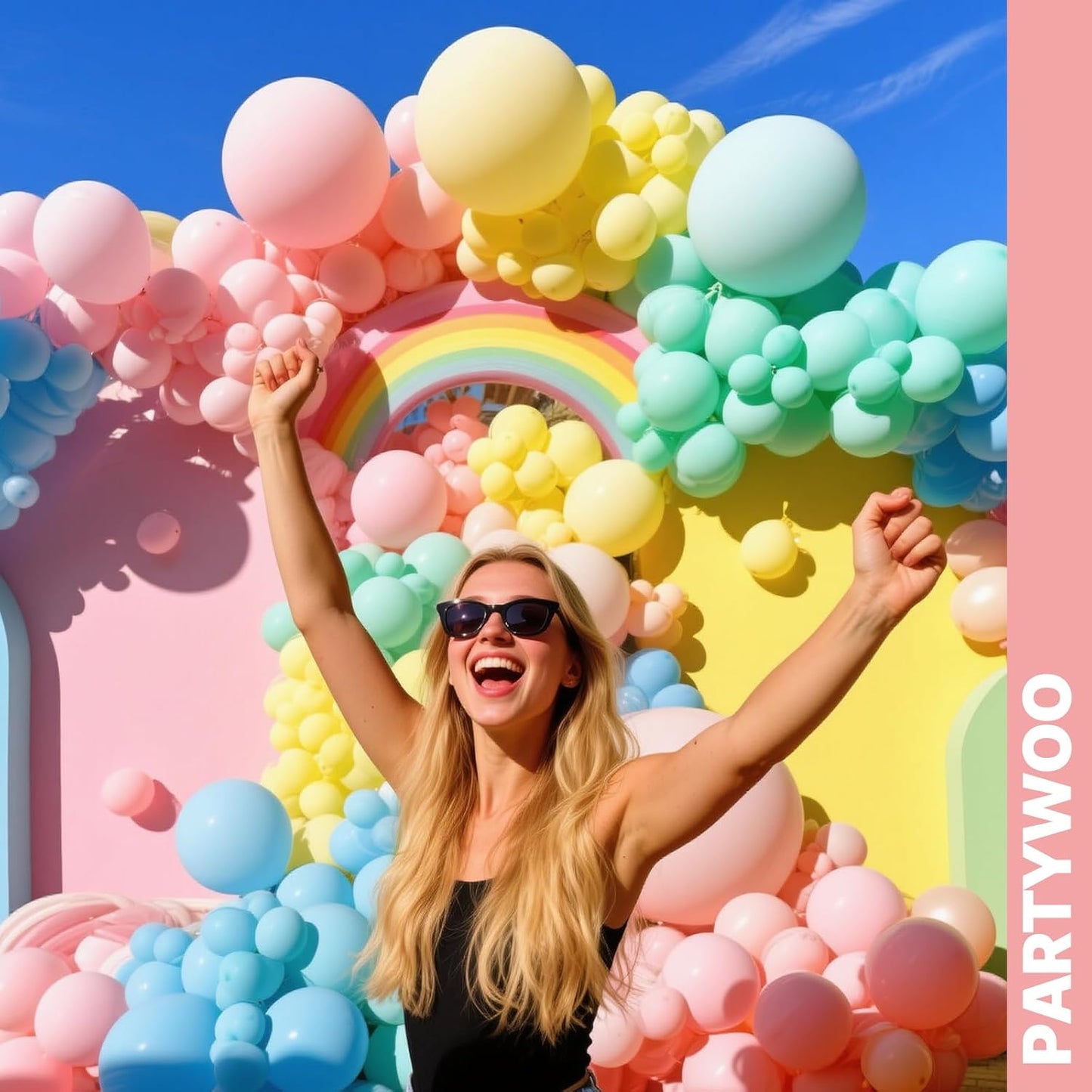 PartyWoo Pastel Balloons - 66pcs 12 Inch Latex Balloons for Baby Showers & Celebrations