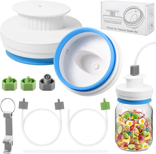 Mason Jar Canning Sealer Kit - Upgraded Sealer Set for FoodSaver Vacuum Sealers | Fits Wide & Regular Mouth Jars (White)