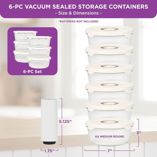 HOLDN’ STORAGE Vacuum Food Storage Containers - Set of 6 BPA-Free Glass, Leak-Proof for Freshness & Meal Prep