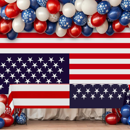 Newwiee Patriotic Tablecloth - American Flag Design | 54x108 Disposable Plastic for Memorial Day Parties (6 Pcs)