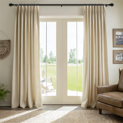 Skiennix Black Curtain Rods - Heavy Duty Metal Adjustable 72-144 Inch for Blackout Window Treatments