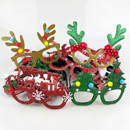 12 Pack Christmas Glitter Glasses - Fun Party Favors & Stocking Stuffers