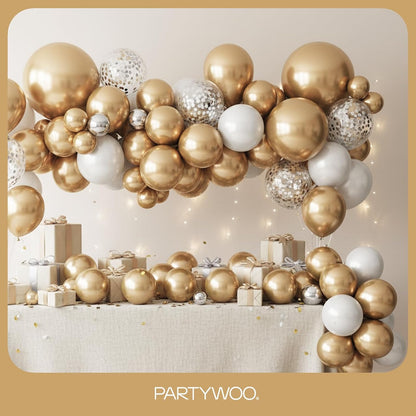 PartyWoo Metallic Gold Balloons - 85-Piece Chrome Gold Balloon Arch Kit for Birthday & Wedding Decor
