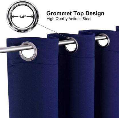 ChrisDowa Blackout Curtains - Thermal Insulated Room Darkening Panels | Navy Blue, 80 Inches Long (Set of 2)