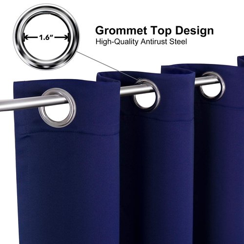 ChrisDowa Small Window Curtains for Kitchen and Bedroom - Grommet Short Thermal Insulated Room Darkening Curtains (2 Panels, Navy Blue, 42 x 36 Inch)