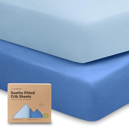 KeaBabies Organic Crib Sheets - 2-Pack Fitted Jersey Cotton for Baby Bed | Soft & Breathable (Cornflower)