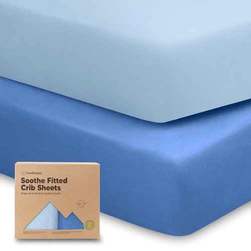 KeaBabies Organic Crib Sheets - 2-Pack Fitted Jersey Cotton for Baby Bed | Soft & Breathable (Cornflower)