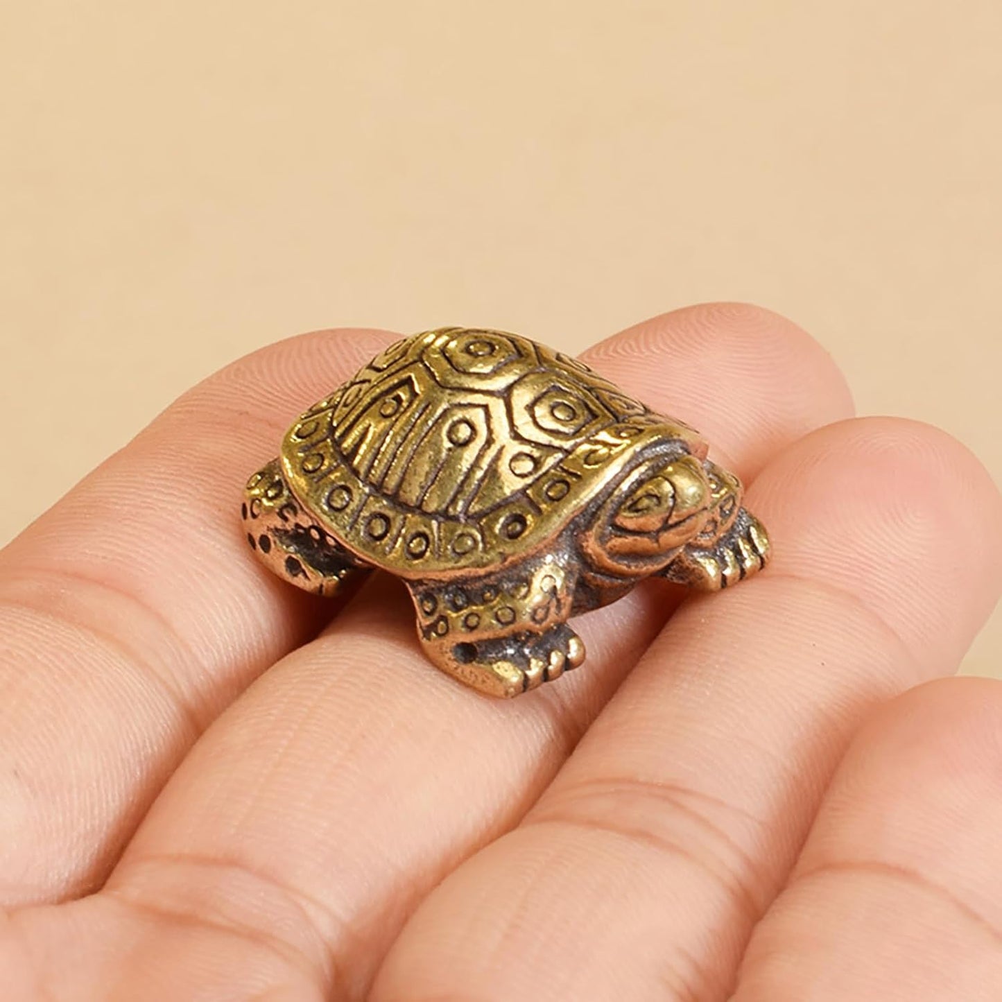 Skiennix Antique Solid Brass Turtle Ornament - Longevity Sculpture for Home & Office Decor