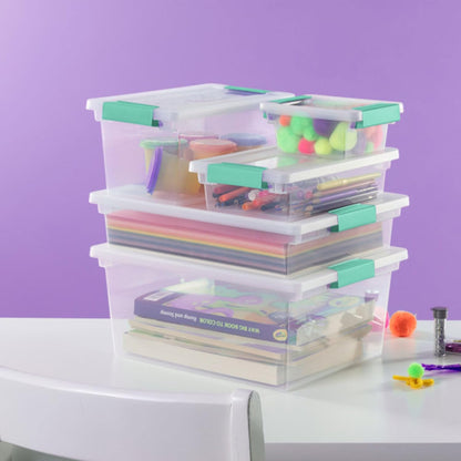 Sterilite 12-Pack Clip Box | Stackable Clear Plastic Storage Bins with Latching Lids - Ideal for Arts, Crafts, and Office Organization