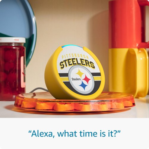 Amazon Echo Pop (newest model) | Officially Licensed NFL Limited-Edition | Pittsburgh Steelers ('25-26 Season Design)