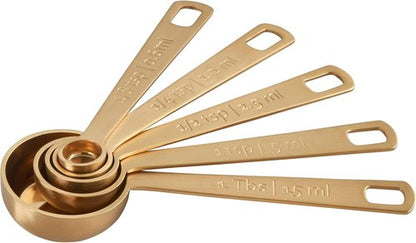 Le Creuset Measuring Spoons - Gold Set of 5 for Precise Cooking Measurements (1/8, 1/4, 1/2 Tsp, 1 Tb)