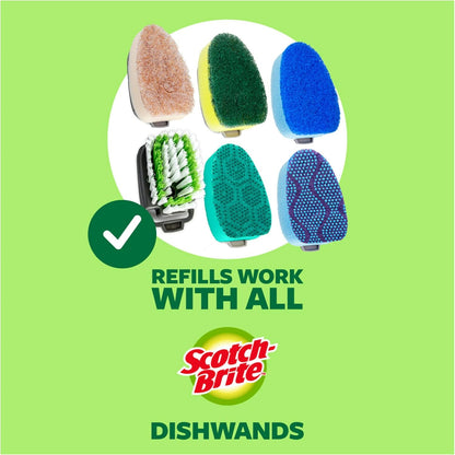 Scotch-Brite Heavy Duty Dishwand Kit - 1 Wand & 8 Refill Pads for Mess-Free Cleaning