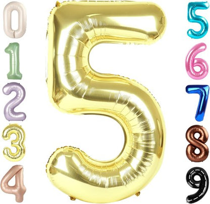 Balloon Numbers | 40 Inch Gold Number Balloons for 5th Birthday & Wedding Decor
