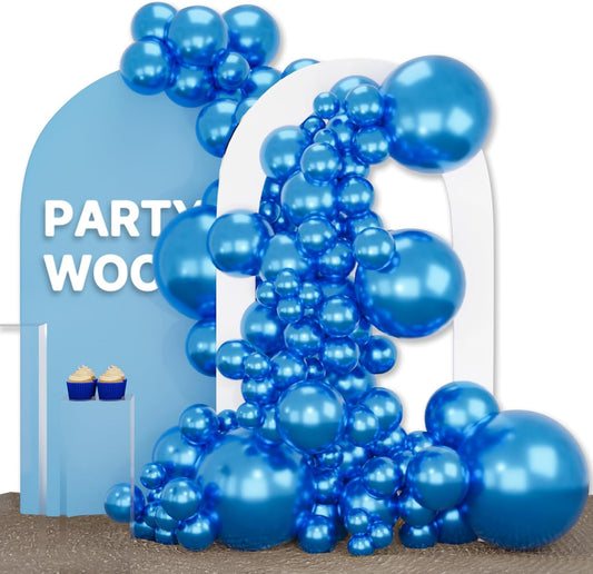 PartyWoo Metallic Blue Balloons - 140pcs in Various Sizes for Graduation, Wedding, and Birthday Celebrations