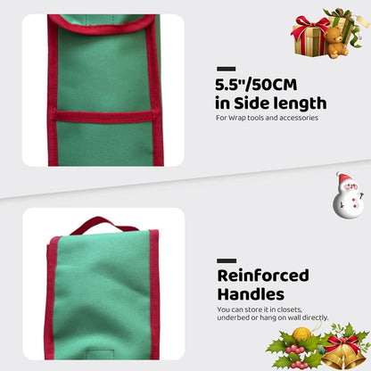 OUTTDID Wrapping Paper Storage Bag - Gift Organizer for 9 Standard Rolls | Green with Pocket for Crafts