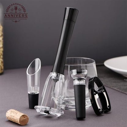 Air Pressure Wine Bottle Opener Set Pump Wine Opener Kit, Vacuum Stopper, Aerator Pourer, Foil Cutter, Safe & Easy Cork Remover Keep Cork Intact for Gift, Ouvre Bouteille de Vin