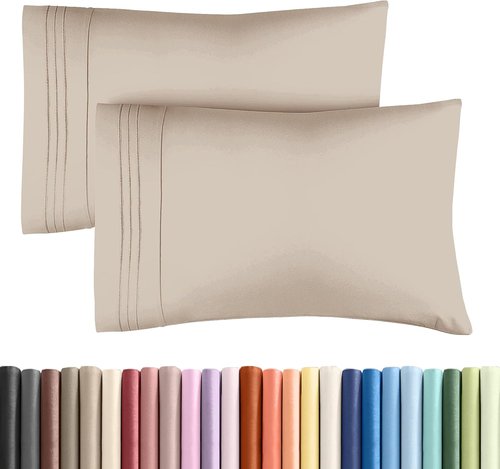 King Standard Pillow Cases by King - Ultra-Soft Hotel Quality Covers | Wrinkle Resistant & Machine Washable - 2 Piece Set in Wheat