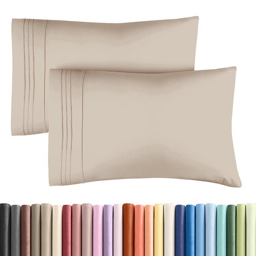 King Pillow Cases Set of 2 - Ultra Soft Hotel Quality Pillowcase Covers - Comfy, Cozy & Wrinkle Free - Shrinkage, Stain and Fade Resistant - Machine Washable Pillow Protectors - 2 Piece Set - Wheat