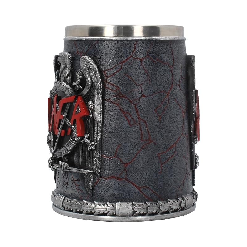 Slayer Tankard Mug 14cm - Nemesis Now Resin with Stainless Steel Insert, Black & Grey (Variation: Slayer )