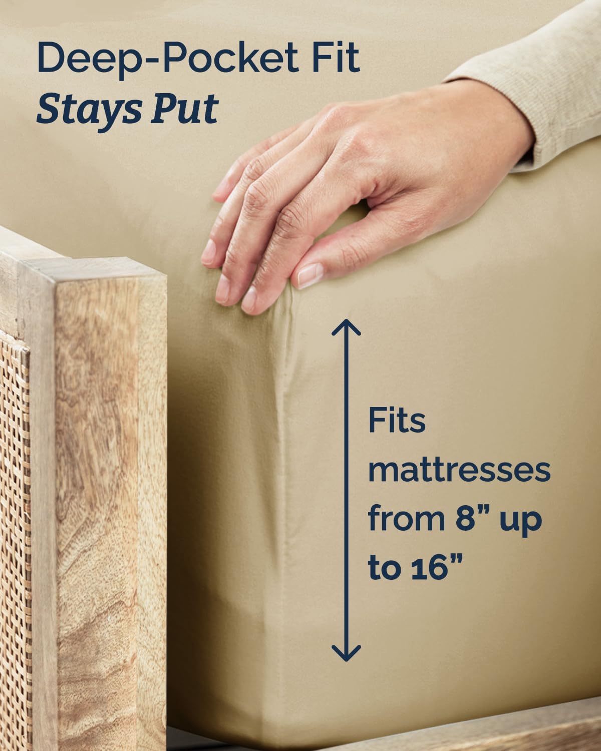 Skiennix Twin Size Sheet Set - Comfy Cooling Bed Sheets - Ultra-Soft, Deep Pockets, Wrinkle-Free - Oeko-Tex Certified - Beige