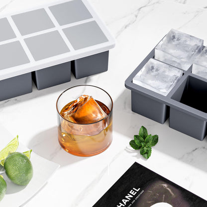 Large Ice Cube Tray for Whiskey: FDDBI Big Square Ice Cube Maker for Cocktail - 3Pack Silicone Old Fashioned Ice Cube Trays - 2inch Huge Cubed Ice Trays for Whisky