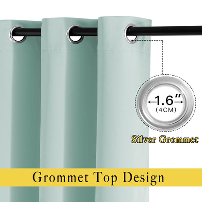 NICETOWN Room Darkening Window Curtains 84" Length - Decorative Aqua Blue Grommet Room Darkening Window Treatments for Bedroom/Living Room, 1 Pair, W52 x L84