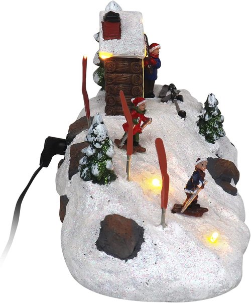 Christmas Village Pre-Lit Tabletop Ski Down The Mountain | Perfect Indoor Home Decoration