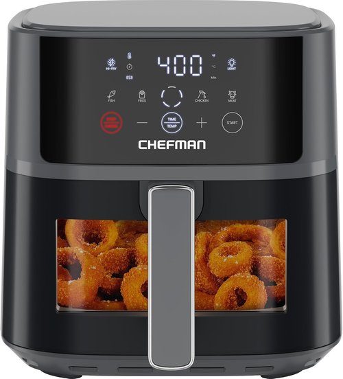 Chefman Air Fryer - 6 QT Compact Air Fryer with Hi-Fry Technology & Easy-View Window - Grey