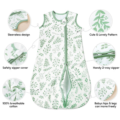 Yoofoss Baby Sleep Sack | 100% Organic Cotton Wearable Blanket for 6-12 Months | 2-Pack, TOG 1.0, Lightweight