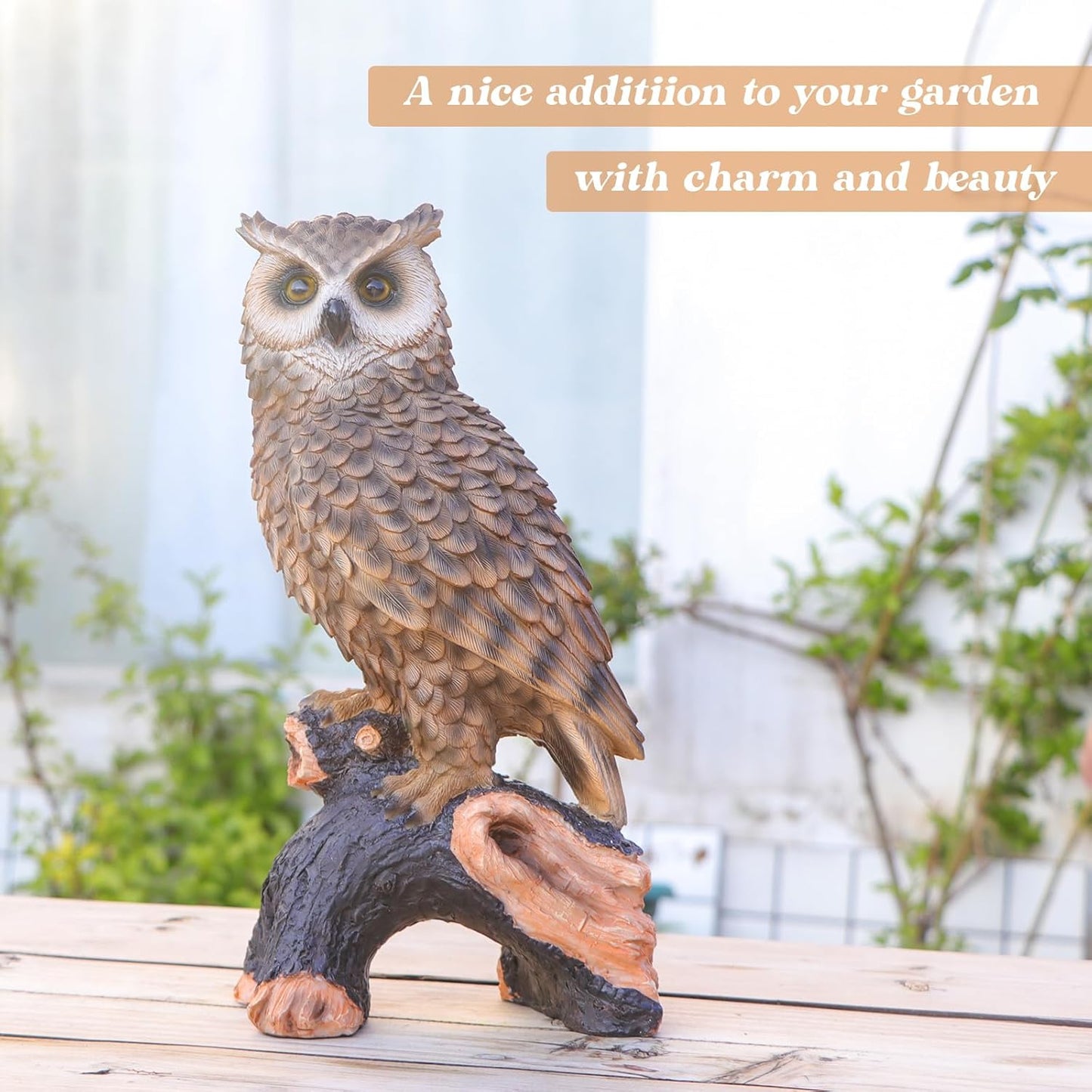 Regine Switzerland Owl Garden Statue - Perching Resin Figurine for Indoor & Outdoor Decor