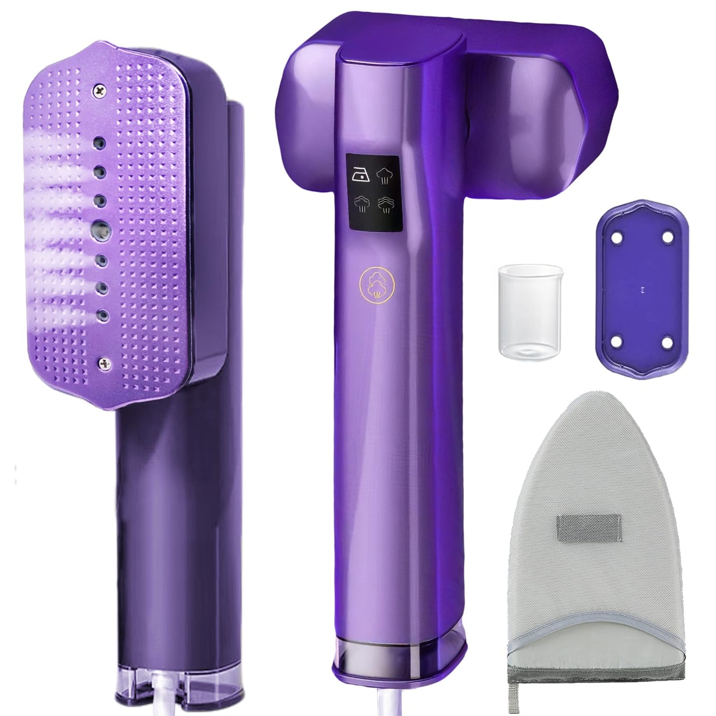 Portable Steamer for Clothes with Handheld Ironing Board, Travel Handheld Garments Steamer Mini Iron 1200W Small Size for Travel Home College Use, Fast Heat-Up, LCD Display, Rotatable Head