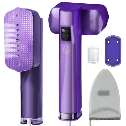 Portable Steamer for Clothes with Handheld Ironing Board, Travel Handheld Garments Steamer Mini Iron 1200W Small Size for Travel Home College Use, Fast Heat-Up, LCD Display, Rotatable Head