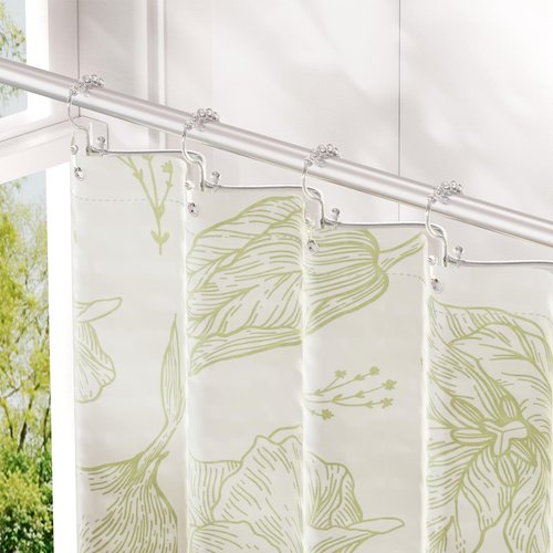 Amazer Plastic Shower Curtain Hooks, Shower Curtain Rings, Double Shower Rings Clear Shower Hooks for Shower Curtain Bathroom Set of 12