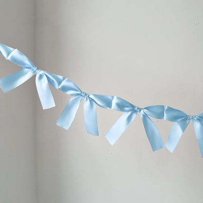 Skiennix Pre-Assembled Blue Bow Garland - 6ft Ready-to-Hang Party Decorations for Baby Showers & Birthdays
