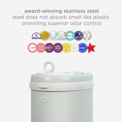 Ubbi Steel Diaper Pail - Odor Locking Design, No Special Bag Needed | Award-Winning Sage Green