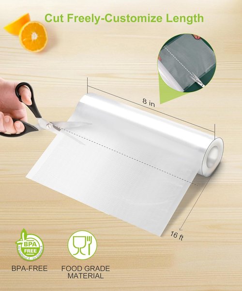 Bonsenkitchen Vacuum Sealer Bags - 6 Rolls, 8" x 16', BPA Free, Ideal for Food Storage & Sous Vide