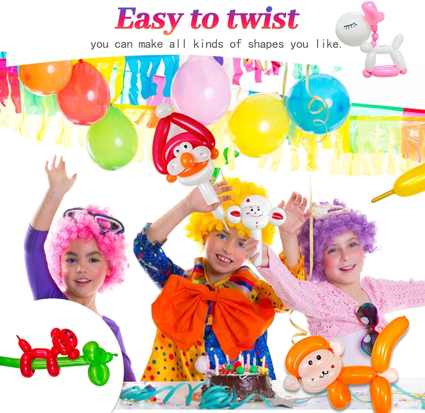 White 260 Balloons by [Brand Name] - Thickening Long Latex Balloons for Twisting & Arch Decor | 100pcs
