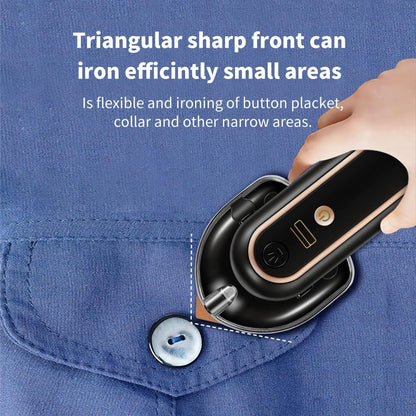 Skiennix Cordless Mini Iron - Portable Travel Steam Iron with 3 Temperature Settings | USB Rechargeable, Black
