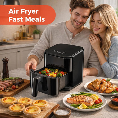 NEWBULIG Air Fryer - Compact 3 Qt Digital Air Fryer with Nonstick Plate & Dishwasher Safe Basket