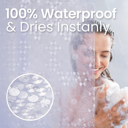 LiBa PEVA Shower Curtain Liner with 12 Plastic Rings, 8G Waterproof Shower Liner, 72x72 Inch Clear Shower Curtain with Magnets, Weighted Bathroom, 3D Clear Bubbles Pattern