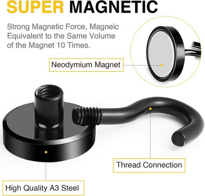 DIYMAG Magnetic Garage Hooks - Heavy Duty 85lbs Capacity | 10 Pack for Wall Mounting & Organization