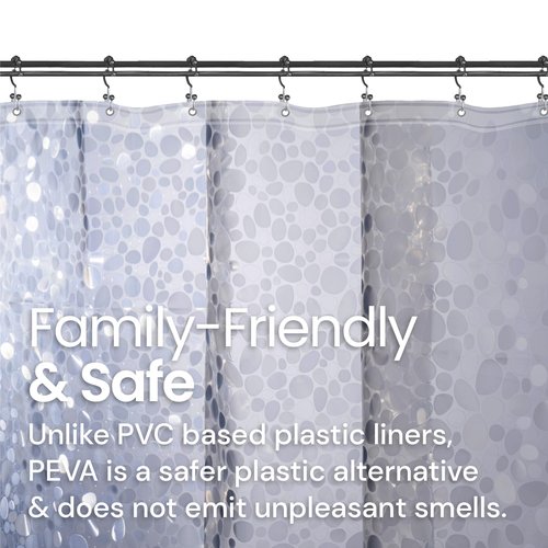 LiBa Plastic Shower Curtain, Heavy Duty 8G Shower Curtain for Bathroom, Waterproof Vinyl Shower Curtain, 3 Magnets, Rustproof Mental Grommets - 3D Clear Pebbles Pattern, 72x72