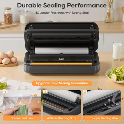 Skiennix Vacuum Sealer Machine - 90Kpa Food Preservation with Dry/Moist Modes & Built-in Cutter