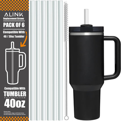 Stanley 6-Pack Replacement Straws - 12-Inch Clear Reusable Plastic Straws for 40 oz & 30 oz Tumblers | Dishwasher Safe & BPA-Free