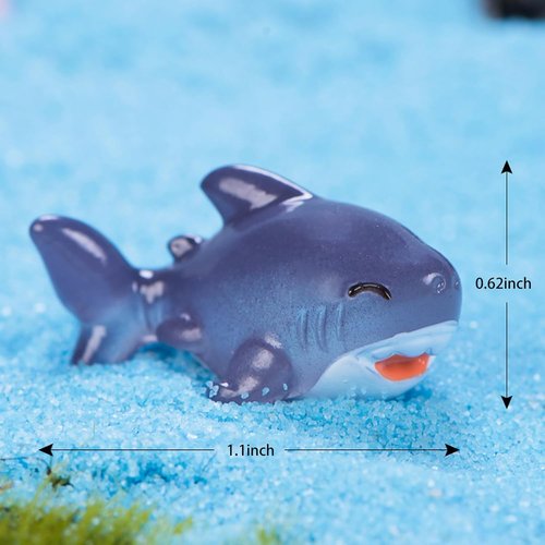 Exasinine Miniature Shark Resin Decoration Kit - 30 Pcs for Fish Tanks & Fairy Gardens (Gray)