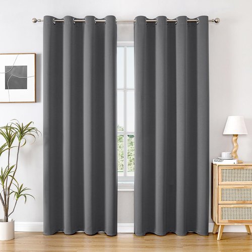 ChrisDowa Blackout Curtains - Thermal Insulated Grommet Room Darkening Panels | 120 Inch, Grey (Set of 2)