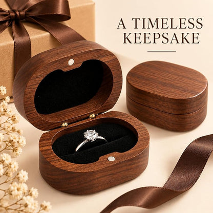Solid Black Walnut Ring Box, 1 Slot Oval Jewelry Box – Engagem..