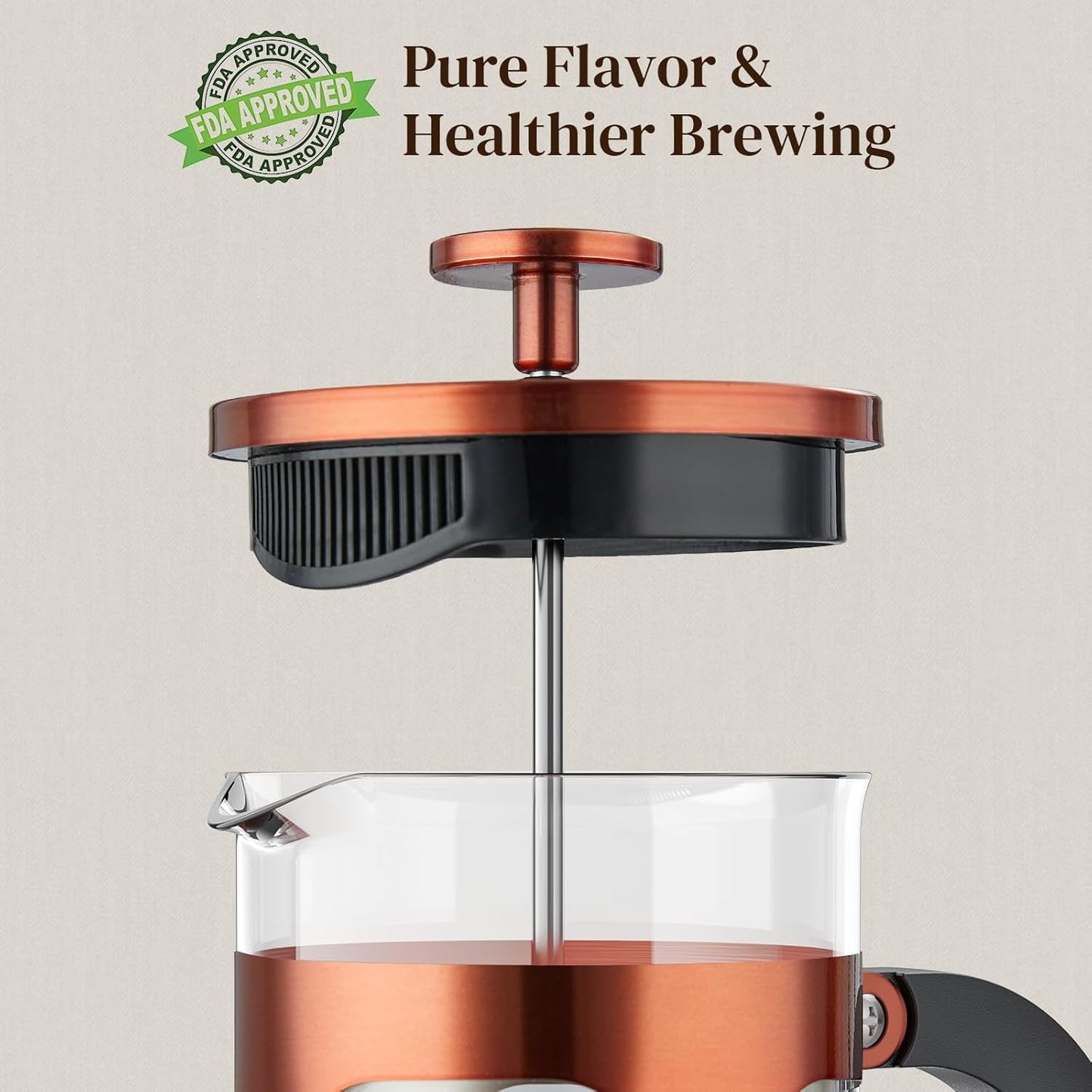 Veken French Press Coffee Maker - 21oz Heat Resistant Borosilicate Glass | Stainless Steel Brewer for Travel & Camping